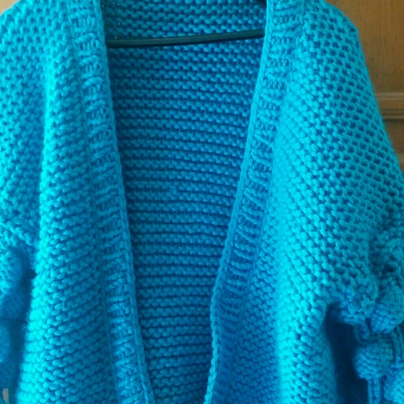 Aqua Blue Raspberry Bubble Cardigan Jacket - Picture 2 of 3